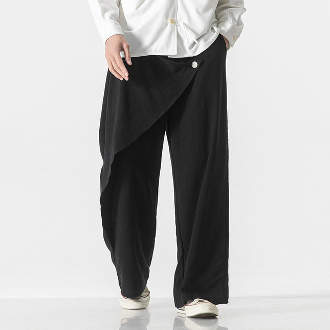 Cotton And Linen Casual Trousers Retro Plus Size Fashion Linen Men's Wide Leg Pants