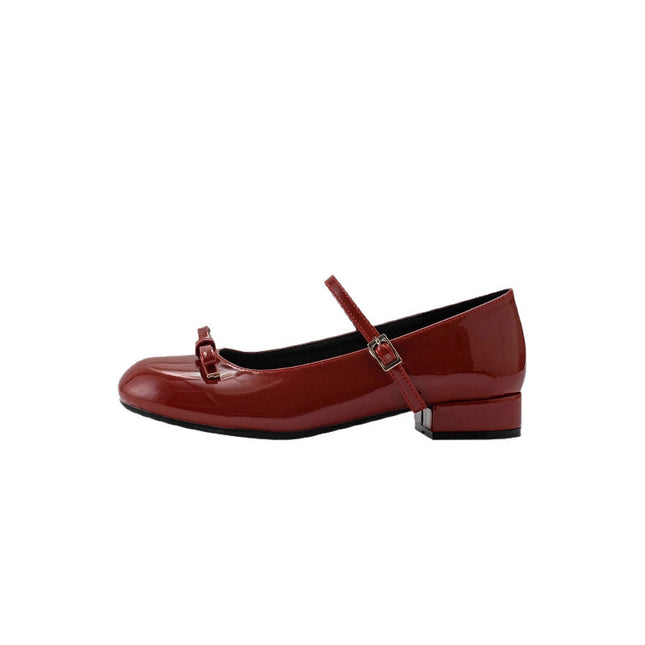 Ankela Red French Mary Jane Shoes Women