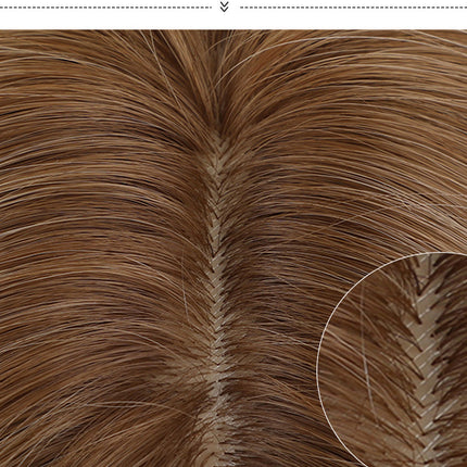 European And American Style Wig Female High-temperature Fiber Hair Brown Golden Gradient Medium Points Without Bangs Big Wave Curly Hair