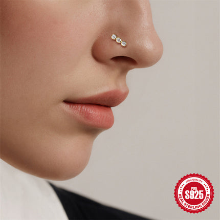 Nuwe 925 Sterling Silwer Gepersonaliseerde Diamant Toe Neusring