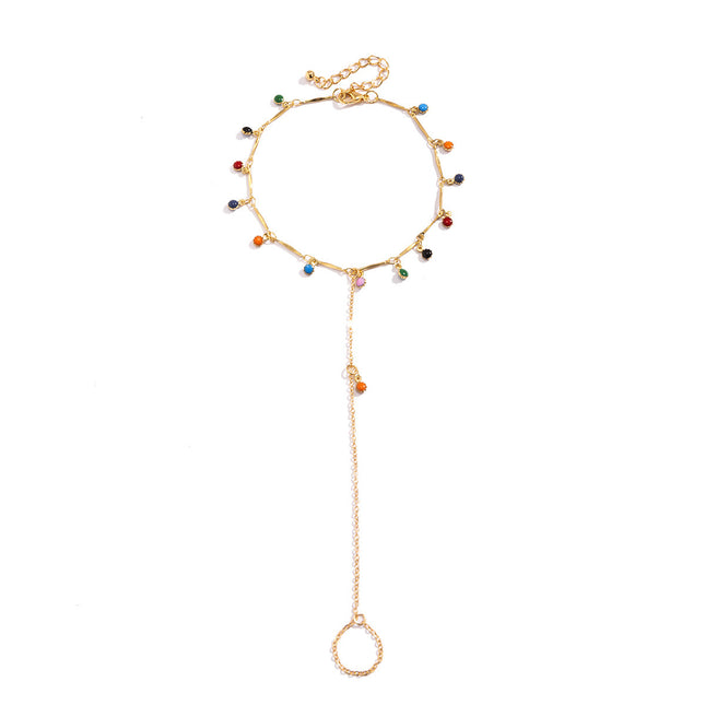 Beach Style Colorful Hanging Ball Tassel Toe Chain