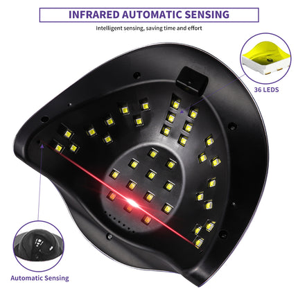 Nail Lamp, Nail Lamp Nail Dryer For All Gel Polish Fast Curing With 4 Timers Removable Base Large Space Automatic Nails Equipment