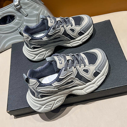 Thick Bottom Breathable Gray Mesh Board Shoes Female