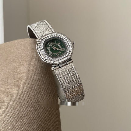 Elegante Persoonlikheid Neiging Sagte Luukse Retro Strass Kwarts Horlosie