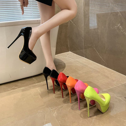 Sexy Stiletto Waterdigte Platform Vlakmond Internet Bekende Nagklub Skoene