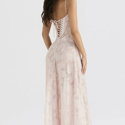 Sexy Flowers Lace Suspender Dress Summer Fashion Slim Back Lace-up Long Dresses Party Evening Club Clothing For Women