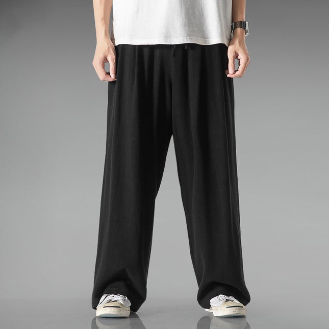 Lightweight Breathable Summer Plus Size Loose Straight Wide Leg Cotton And Linen Casual Pants