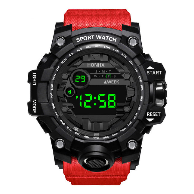 Mans Waterdigte Sport Multifunksionele Liggewende Elektroniese Horlosie