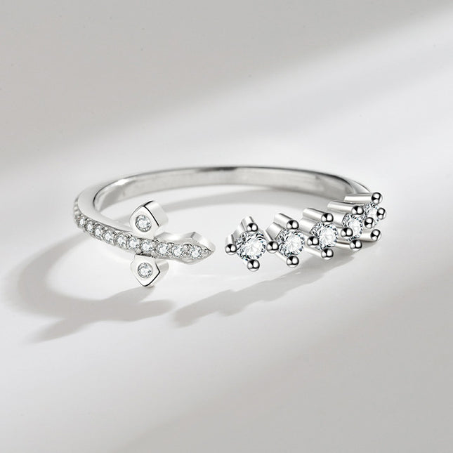 Womens Fashion Gold-Plated Ring With Micro-Paved Zirconia Stones