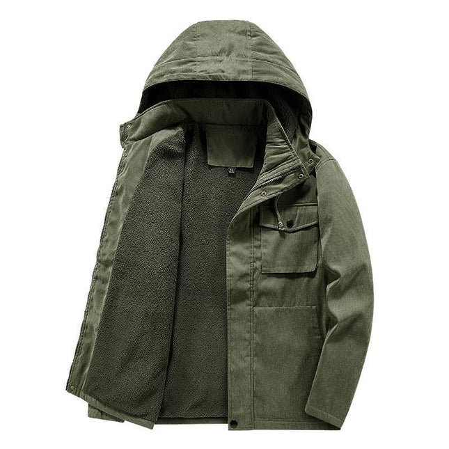 Thick Detachable Hat Lambswool Jacket