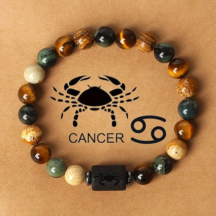 12 Zodiac Sign Natural Stone Bead Bracelet