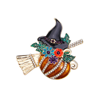Halloween Pumpkin Witch Brooch Niche Personality Fashion Cartoon Corsage