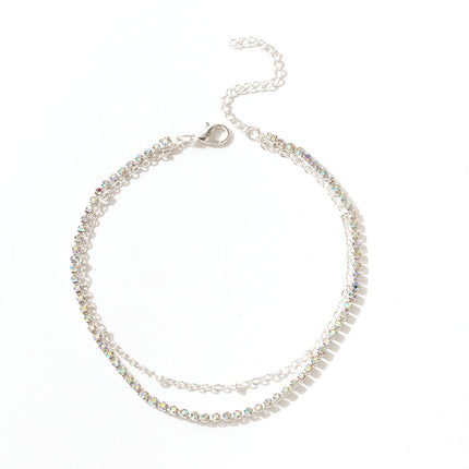 Vol-Kristal Veel-Laag Minimalistiese Vroue Mode Strass Enkelbandjie