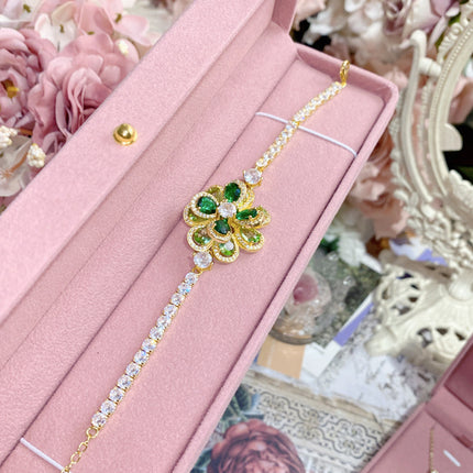 18K Plated Multi Faceted Translucent Colored Treasure Zircon Flower Earrings