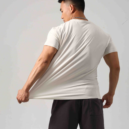 Men's Short Sleeve New Small Neckline Show Muscle Sports Fitness Short Sleeve