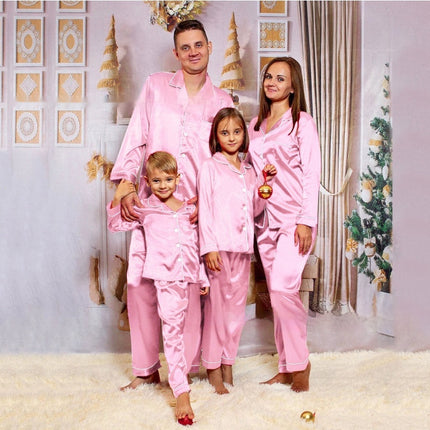 Children's Long-sleeved Parent-child Ice Silk Pajamas Suit