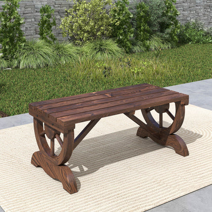 2-Persoon Hout Tuinbank, Buite Waiel Wieldra Bank vir Agterplaas Tuin, Ondersteun 550 LBS, Rustieke Plaasstyl Patio Meubels, Bruin