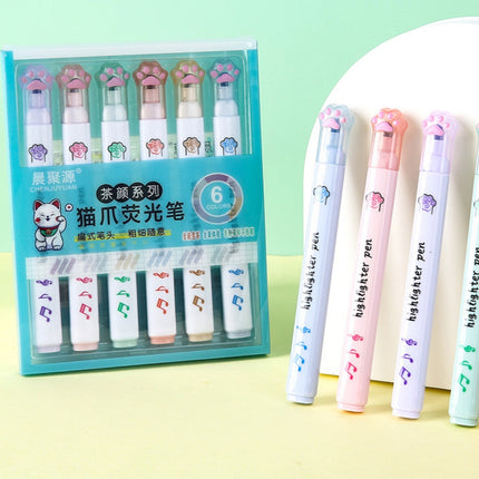 Spotprentkat se Poot Fluorescerende Pen Sesstuk