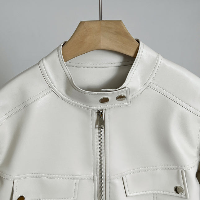 Spring And Autumn Clothing Slimming Leather Coat