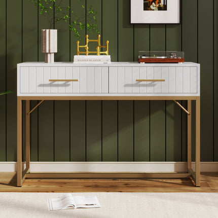 Slaapkamerkaptafel met 2 Laaie 75 Cm Hoog, Laaikas Slaapkamer Hoëkas Wit Sykaste Laaikas Vir Slaapkamer, Wit H76.5 B100 D45 Cm
