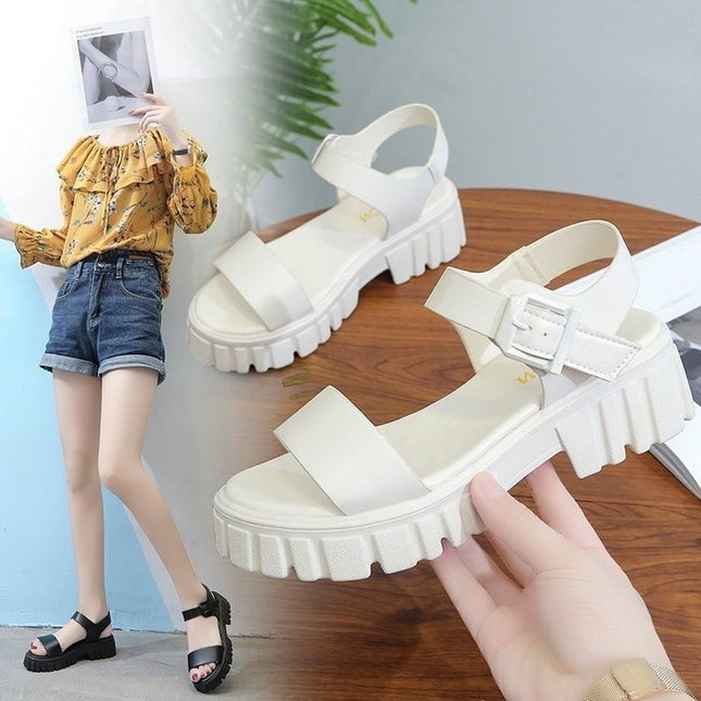 Women's Peep Toe Ankle-strap Buckle Platform Sandals