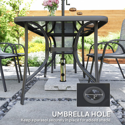 8-stuk Patio Meubelstel met 9vt Patio Sambreel, Buitelug Eetkamertafel en Stoele, Gemengde Grys