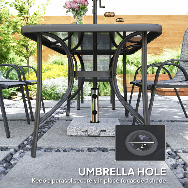 8-stuk Patio Meubelstel met 9vt Patio Sambreel, Buitelug Eetkamertafel en Stoele, Gemengde Grys