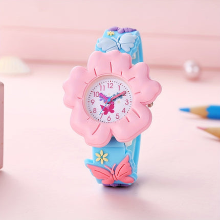 Student Meisie Kinders Spotprent Kleur Oulike Blomme Patroon Silikoon Kwarts Horlosie