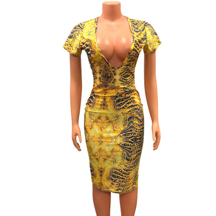 Short-sleeved Printed One-step Dress