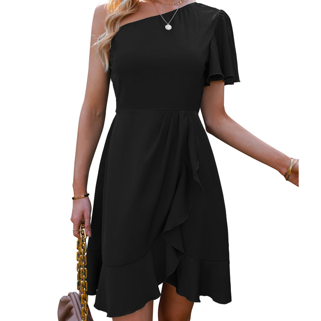 European And American Off-shoulder Ruffle Dress Women's Dress