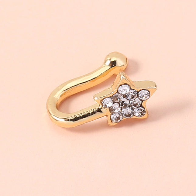 Pentagram Nose  Exaggerated Piercing Fake Nose Ring Niche