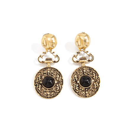 Franse Retro Hol Blompatroon Wyser Modieuse Geometriese Diamantbesaaide Lang Kwast-Oorbelle