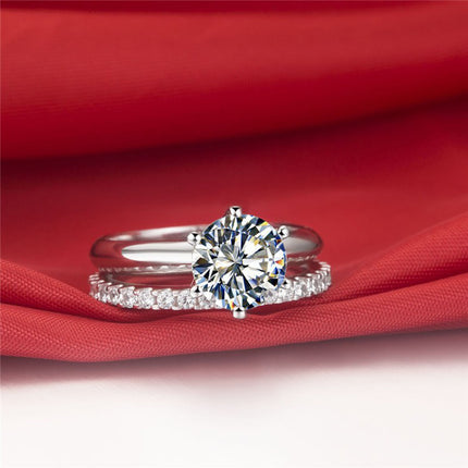 925 Silwer Vergulde Sesklou-ring Met Mossaniet Vroulike T Koolstof Diamant