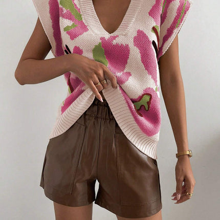 Knitted Vest V-neck Thread Jacquard Vest