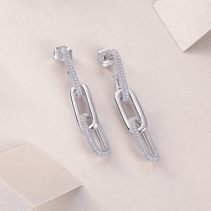 Top-quality Moissanite Luxury And Fashionable Light Luxury Jewelry Silver Stud Earrings S925 Silver Plated Platinum
