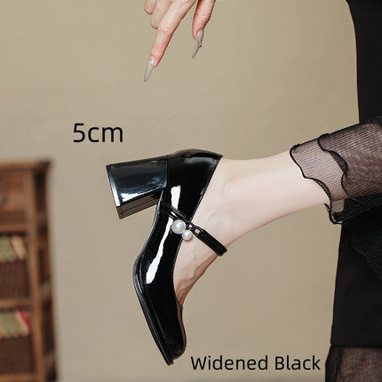 Mary Jane Shoes Women's Round Head Chunky Heel Plus Size High Heels