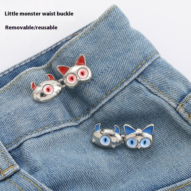 Three-Eye Monster Cartoon Belt Buckle Detachable Nail-free