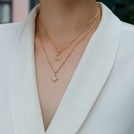 Gegraveer Met Topgehalte Moissanite, Sluit Hierdie Luukse En Modieuse Minimalistiese Juwelierswarestel 'n Halssnoerhanger, 'n Kraagketting, En S925 Silwer Wat Met Goud Elektroplateer Is, In.
