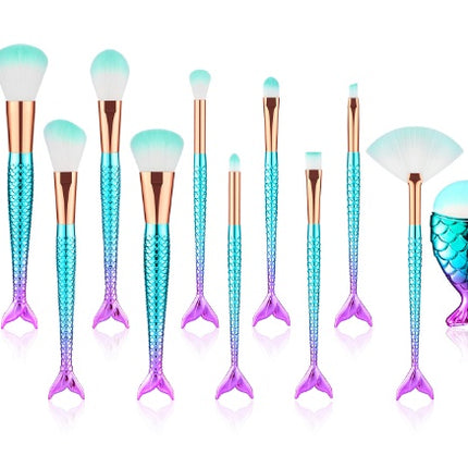 11 stuks Grimeerkwasstel Maquiagem Maquillaje Nuwe Meermin Onderlaag Wenkbrauw Oogomlyner Kosmetiese Grimeerkwassies