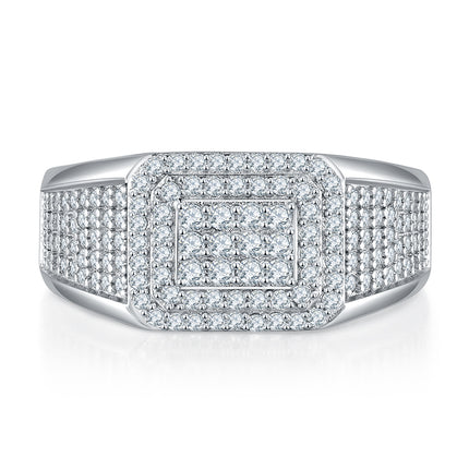 Men's Luxury And Fashionable Light Luxury Jewelry Silver Ring S925 Silver-plated Platinum Set With Top-quality Moissanite