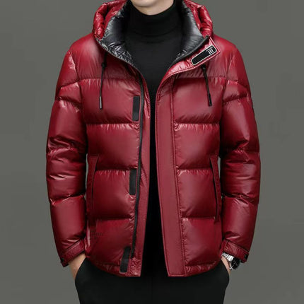 New Winter Down Jacket Men's Duck Down Cold-proof Black Gold Graphene Disposable Hooded Jacket