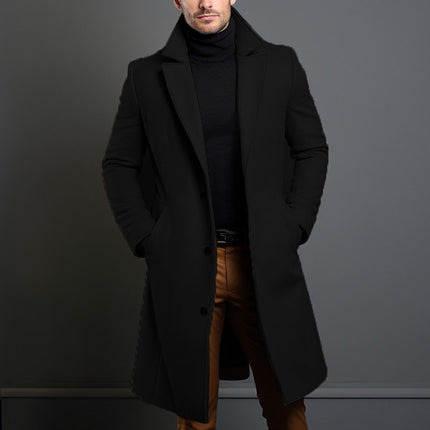 Woolen Men's Mid-length Trench Coat