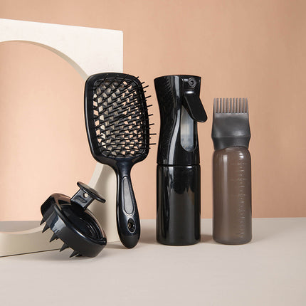High Pressure Spray Bottle Cleaning Silicone Shampoo Brush Hollow Comb Hair Care Hair Dyeing Comb Suit