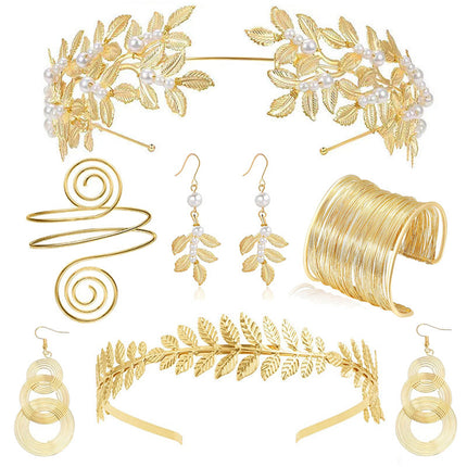 Goue Haarband Oorbelle Hanger Armband Vir Vroue