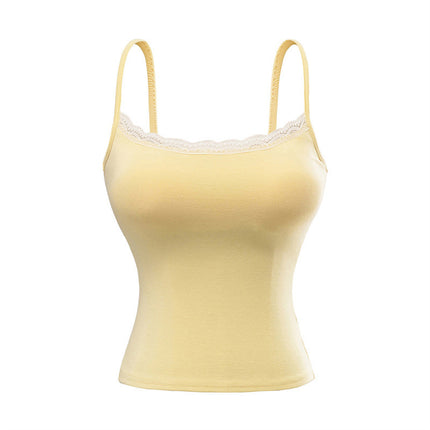 New Lace Edge Atmosphere Inner Wear Slim-fit With Brassiere Pad Sweet And Spicy Vest Bottoming Shirt