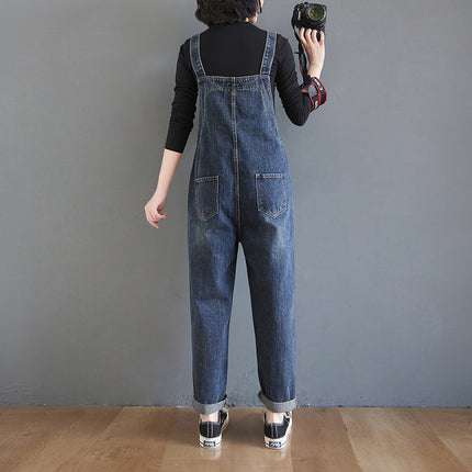 Women's Loose Ninth Plus Size Denim Overalls