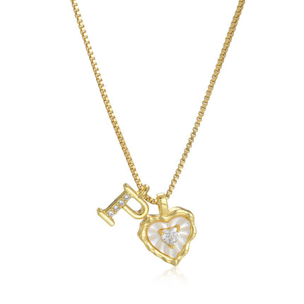 Diamond-encrusted Heart-and-letter Necklace Fashionable