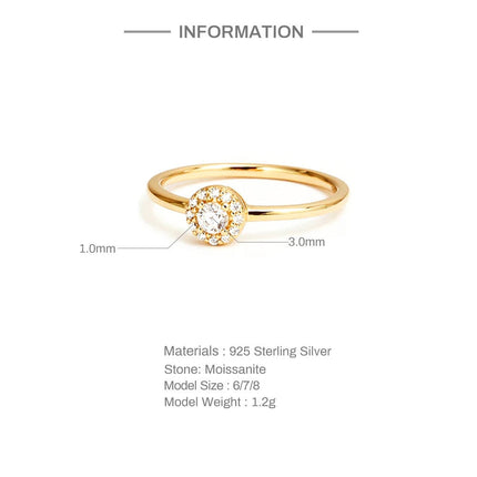 Wind Rounded Corner Moissanite-ring 18K Goud