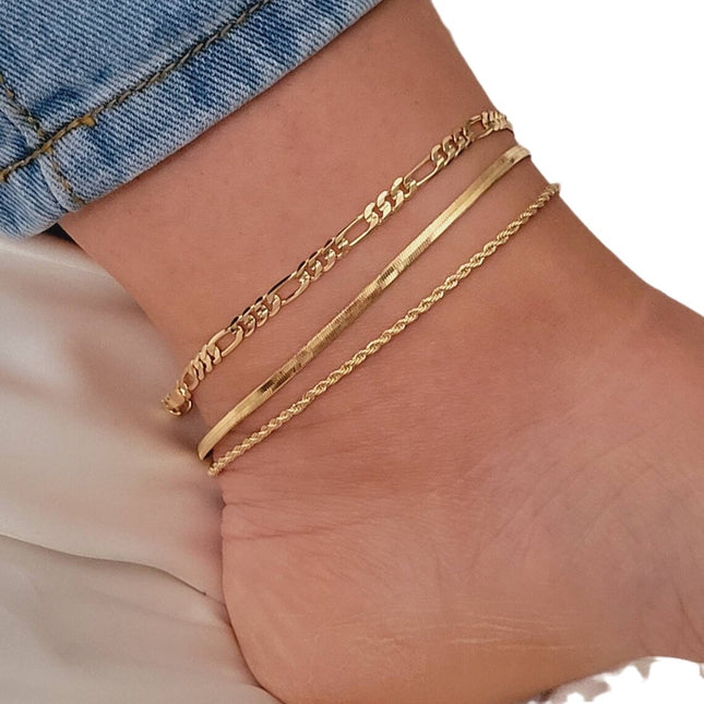 Boheemse-styl plat slangketting en gevlegte ketting strand multi-laag enkelband