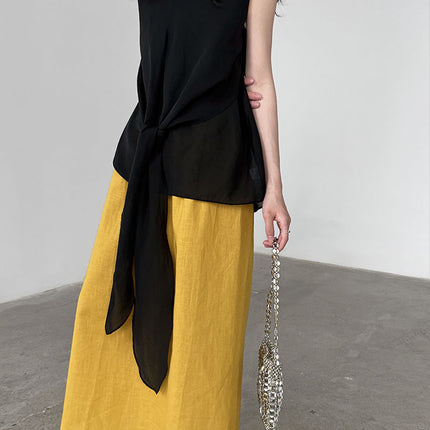 French Style High-grade Twisted Lace-up Waist-controlled Top